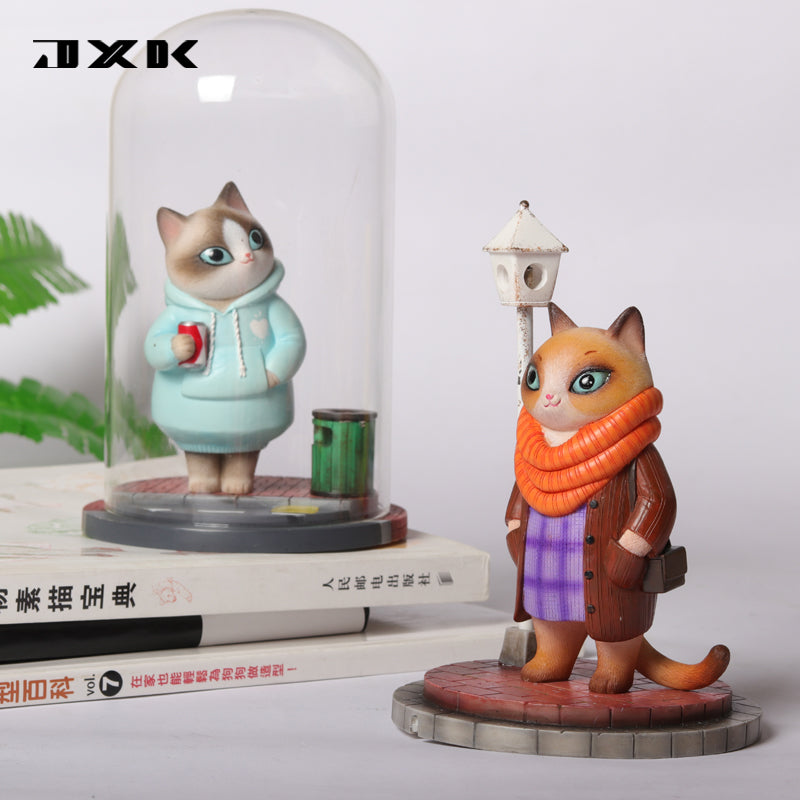JXK035 Cat Figurine Resin Cat Statue Home Decor for Cat Love Gifts for Her from JXK Studio