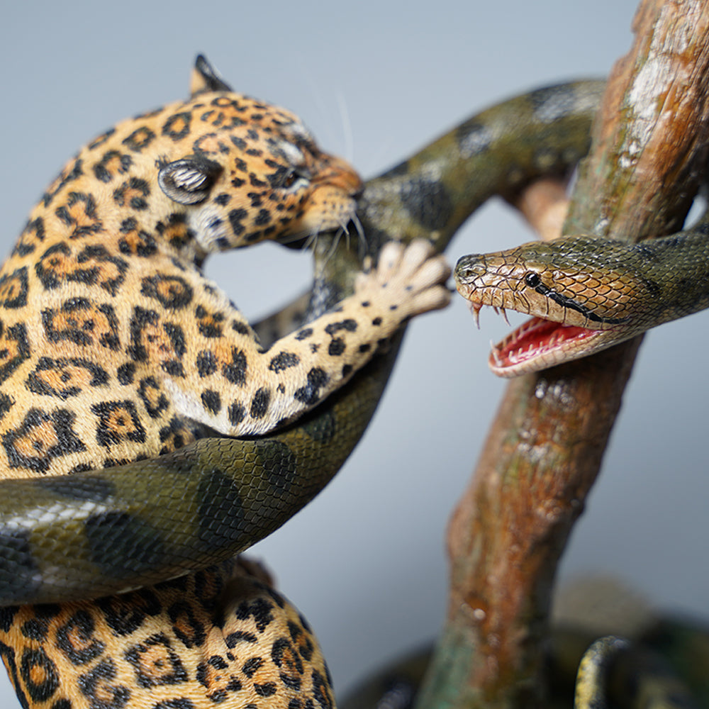 PK2101 Leopard and Python statue for home decor from JXK Studio