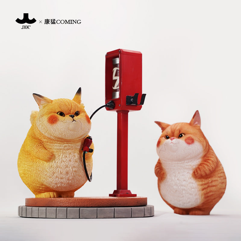 JXK253 Pikacat Figurine with LED Charging Station Home Decoration Unique Collectible Gift for Pokemon & Cat Lovers