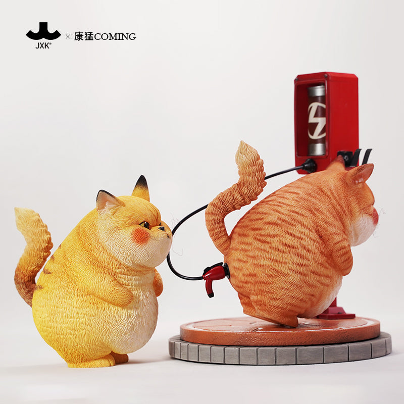 JXK253 Pikacat Figurine with LED Charging Station Home Decoration Unique Collectible Gift for Pokemon & Cat Lovers