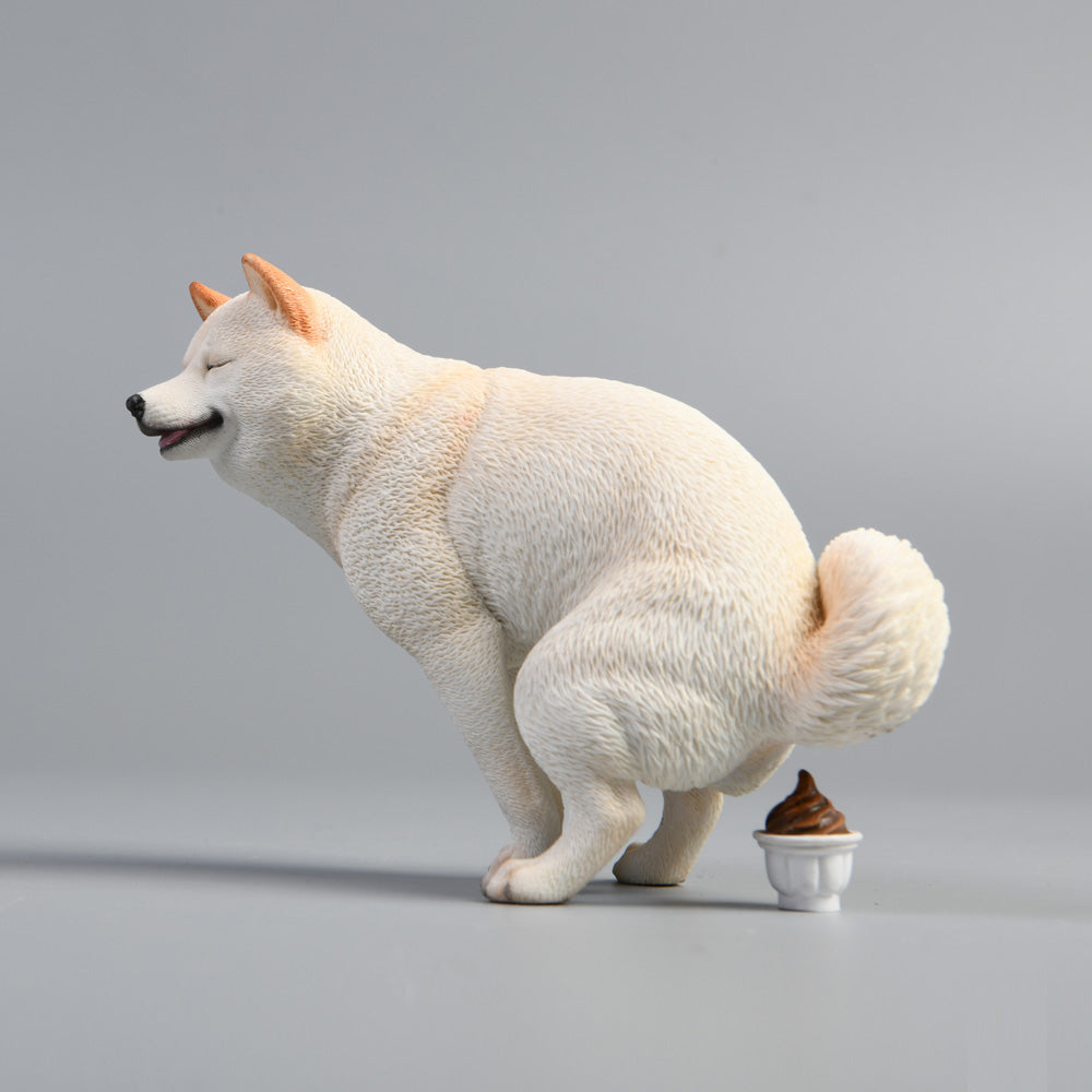 JXK053 Shiba Inu Pooping Dog Statue, Resin Dog Figurine Gift for Dog Lovers from JXK Studio