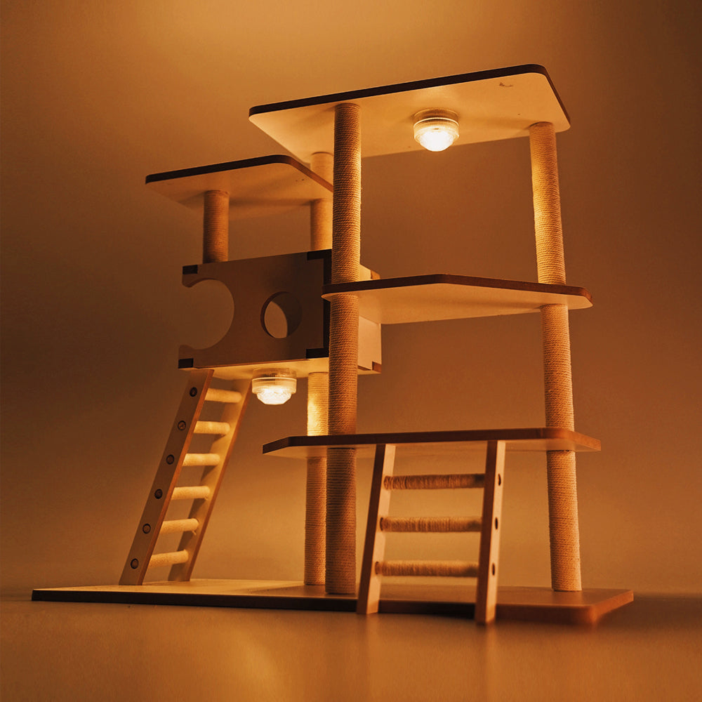 JXK095 12“ Cat Tree for Desktop, Scaled Down Cat Tower for Cat Statue Lovers from JXK Studio