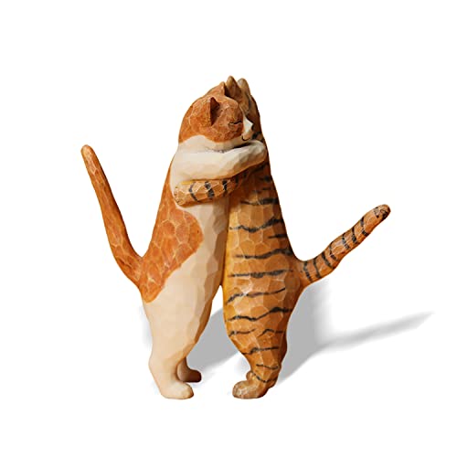 H2202 Orange Cat Statue Hugging Cat Figurine from JXK Studio