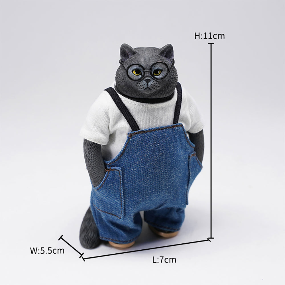 JXK103 Fat cat Figurine in clothes cat statue, gift for cat loves from JXK Studio