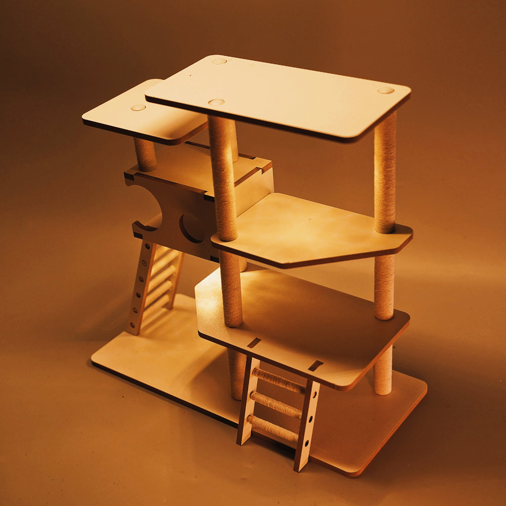 JXK095 12“ Cat Tree for Desktop, Scaled Down Cat Tower for Cat Statue Lovers from JXK Studio