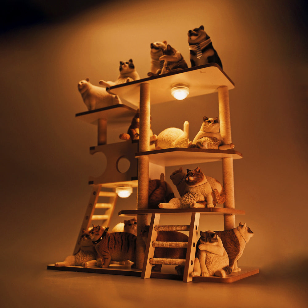 JXK095 12“ Cat Tree for Desktop, Scaled Down Cat Tower for Cat Statue Lovers from JXK Studio