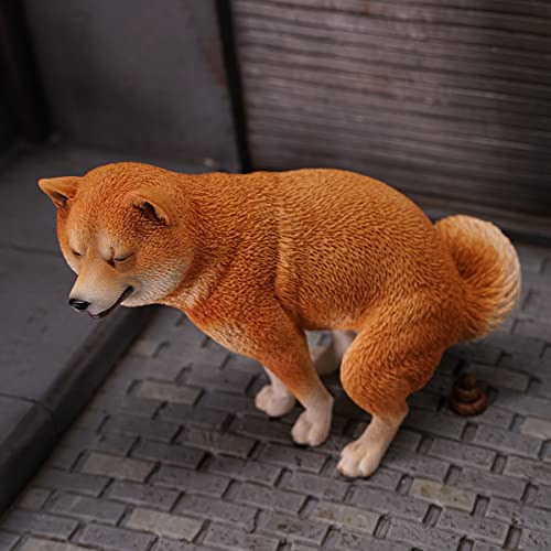 JXK053 Shiba Inu Pooping Dog Statue, Resin Dog Figurine Gift for Dog Lovers from JXK Studio