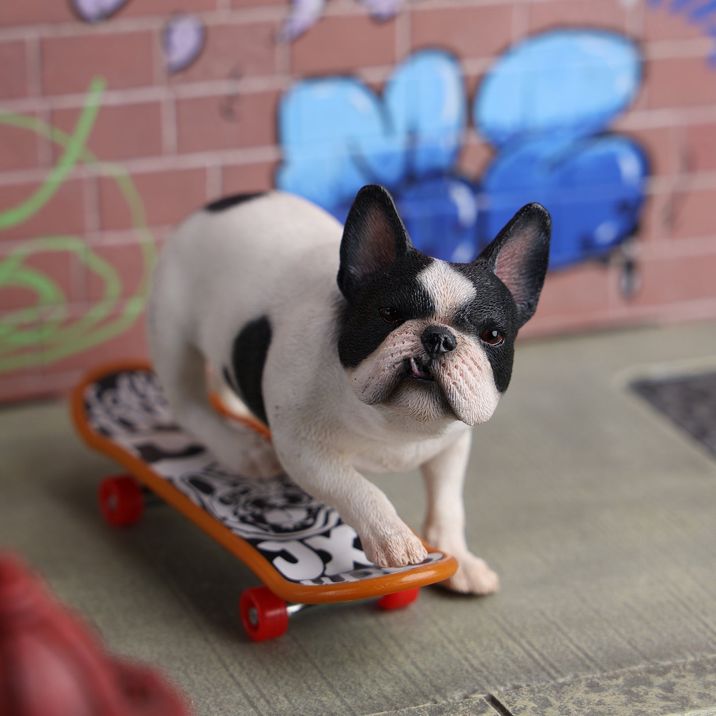 JXK243 1/6 Scale Skateboarding French Bull- dog from JXK Studio