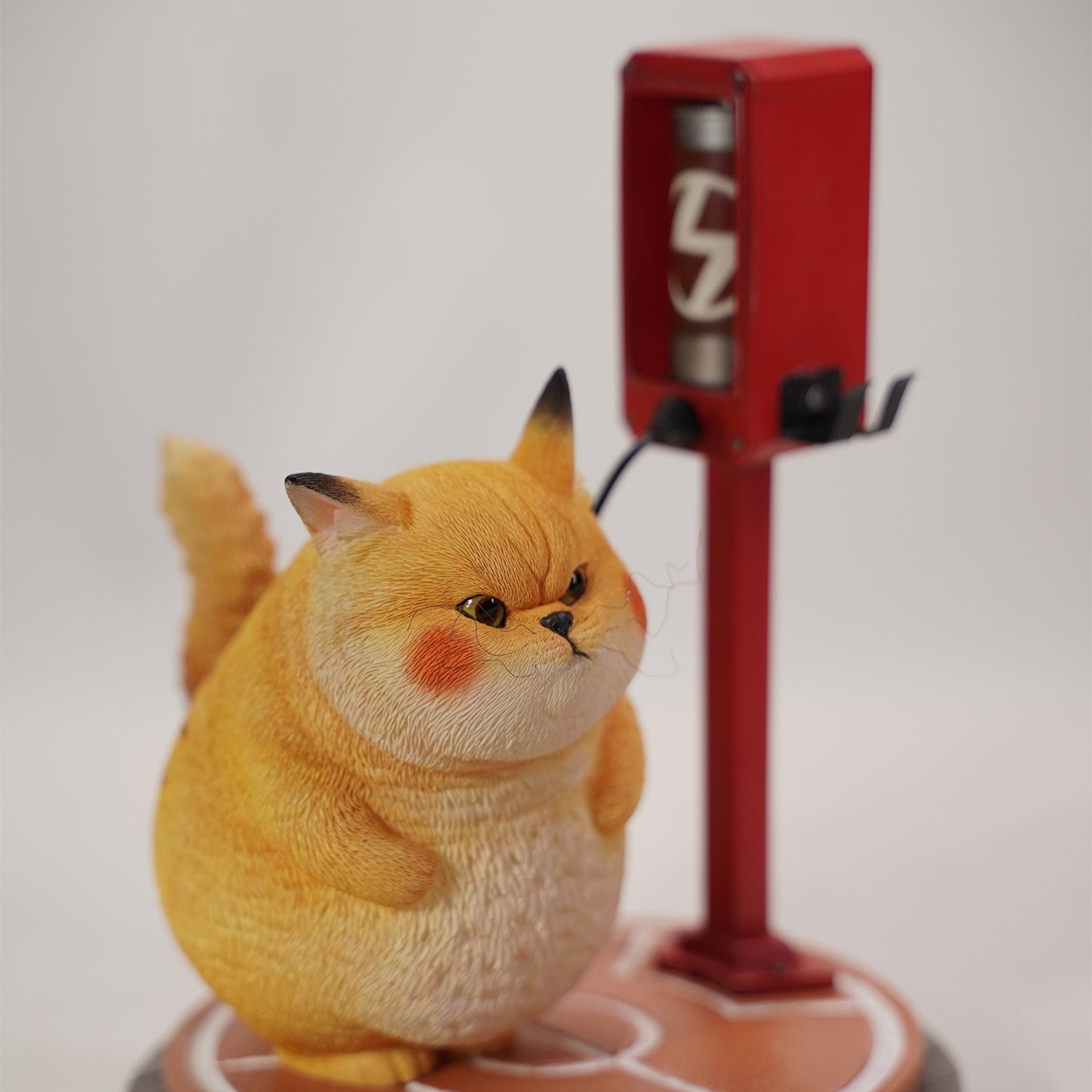 JXK253 Pikacat Figurine with LED Charging Station Home Decoration Unique Collectible Gift for Pokemon & Cat Lovers