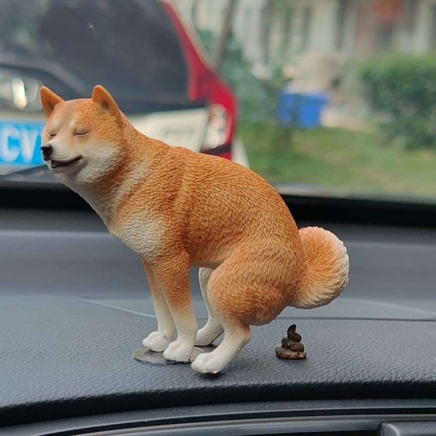 JXK053 Shiba Inu Pooping Dog Statue, Resin Dog Figurine Gift for Dog Lovers from JXK Studio