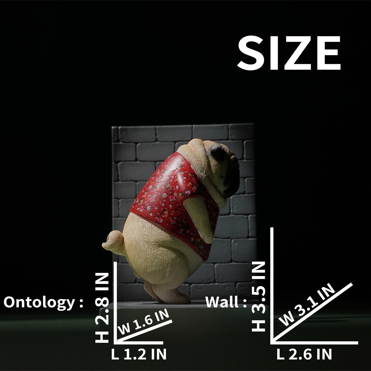 JXK150 Pug dog figurine dog statue gift for dog lovers from JXK Studio