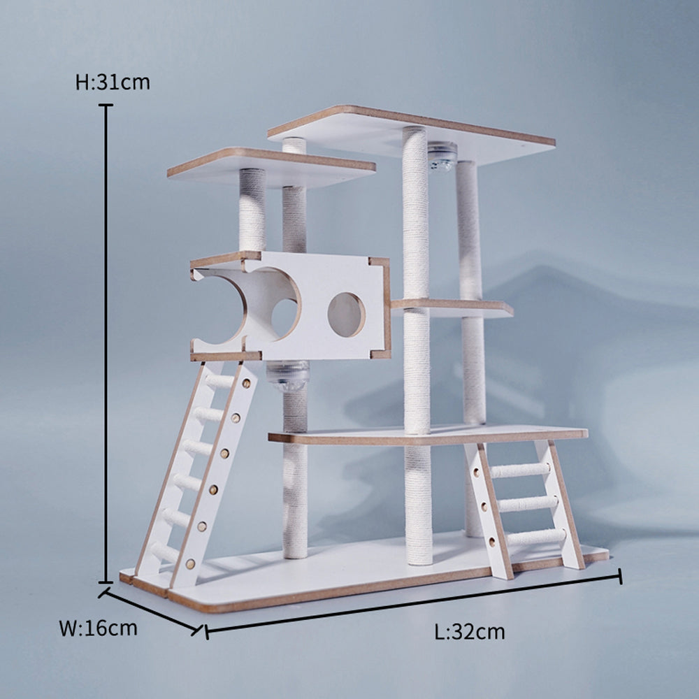 JXK095 12“ Cat Tree for Desktop, Scaled Down Cat Tower for Cat Statue Lovers from JXK Studio