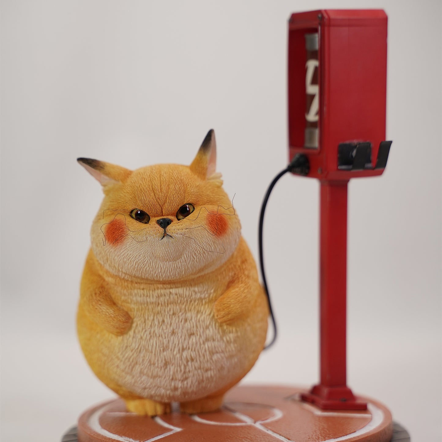 JXK253 Pikacat Figurine with LED Charging Station Home Decoration Unique Collectible Gift for Pokemon & Cat Lovers