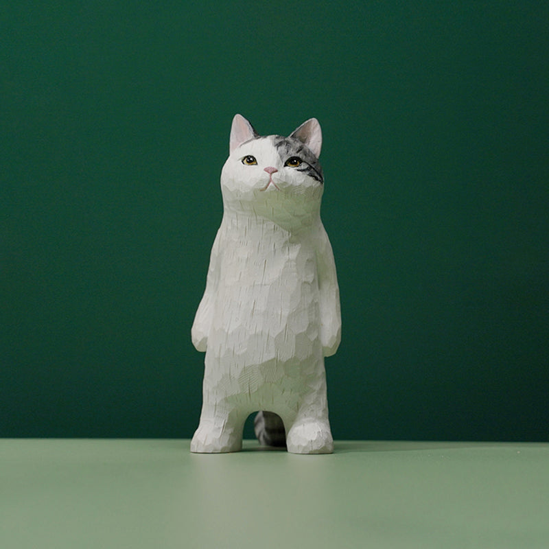 H2203 Cat Figurine with Bag Resin Cat Statue from JXK Studio