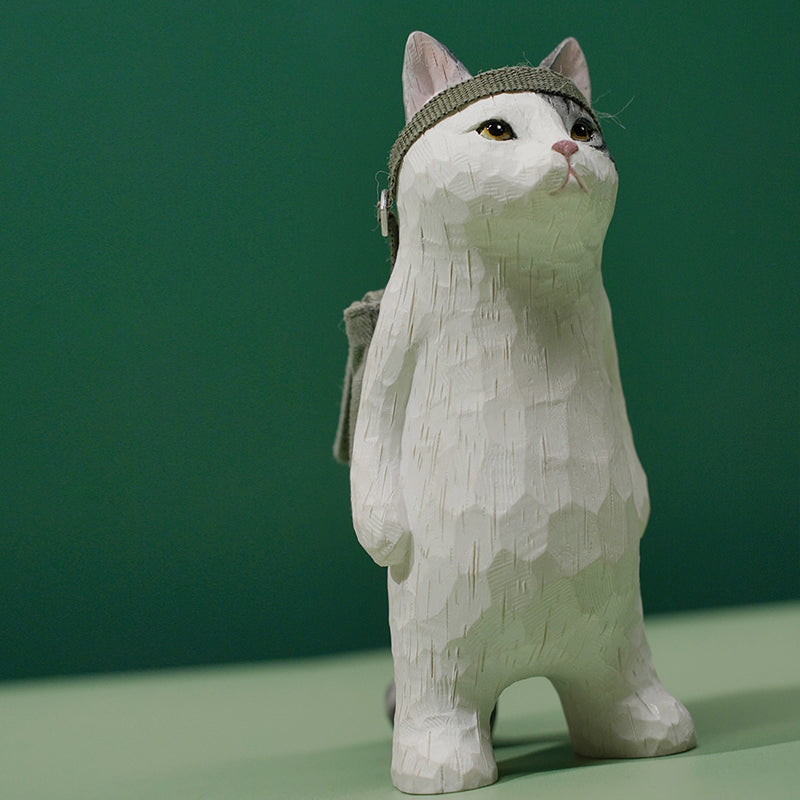 H2203 Cat Figurine with Bag Resin Cat Statue from JXK Studio