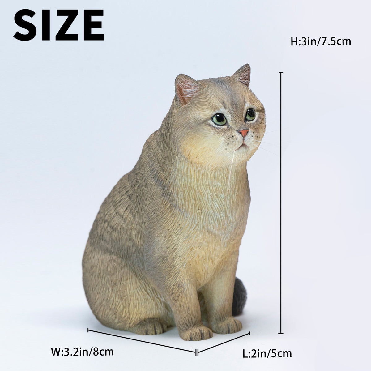 JXK British Shorthair Resin Cat Figurine — JXK382C — dimensions