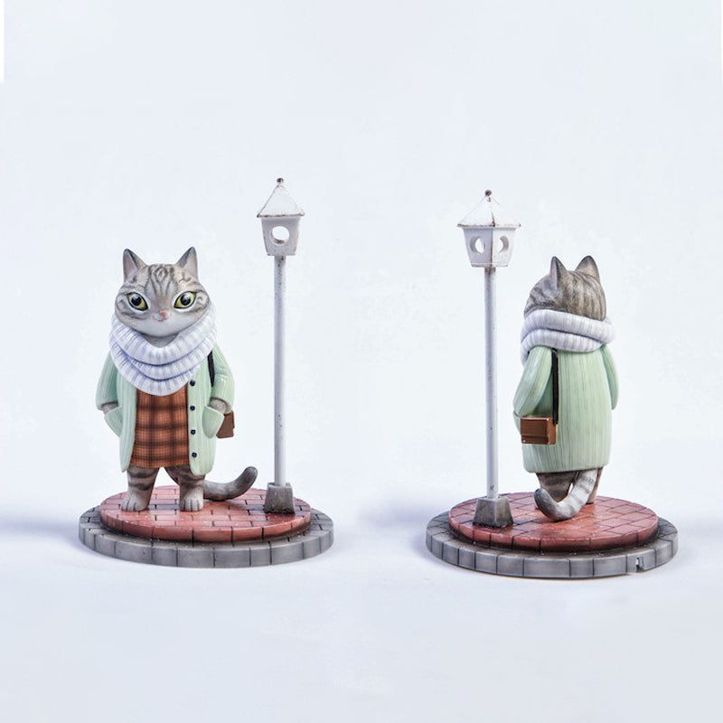 JXK035 Cat Figurine Resin Cat Statue Home Decor for Cat Love Gifts for Her from JXK Studio