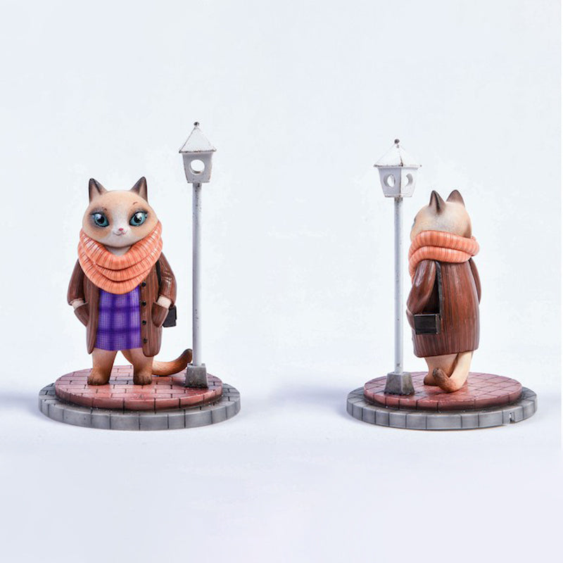 JXK035 Cat Figurine Resin Cat Statue Home Decor for Cat Love Gifts for Her from JXK Studio