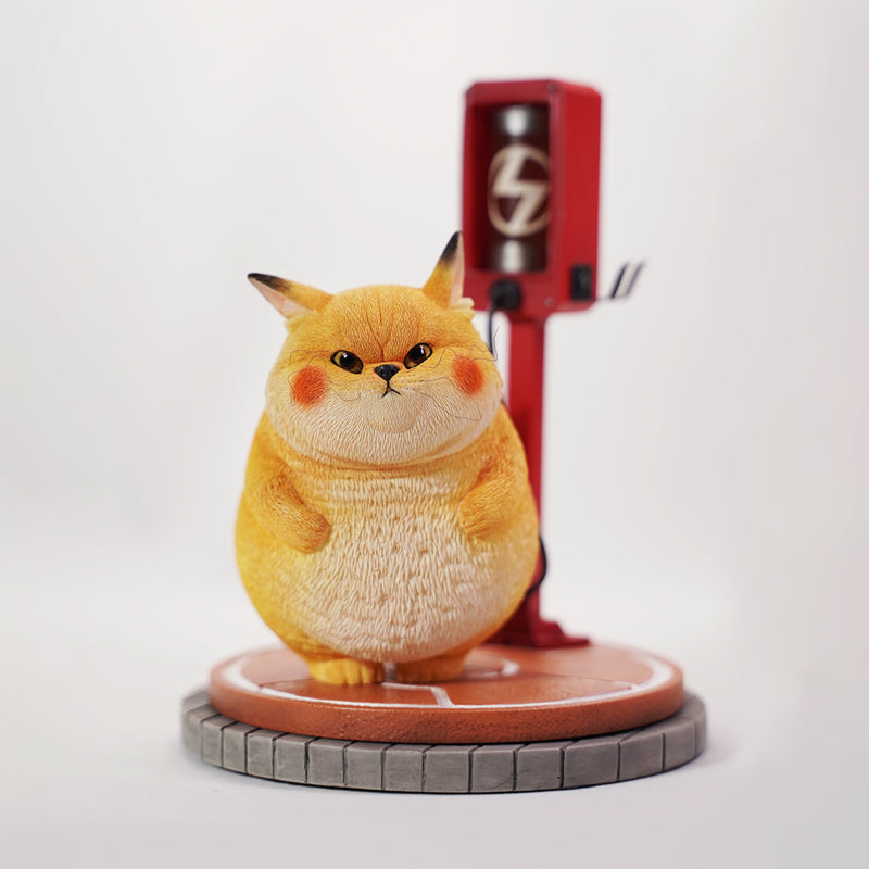 JXK253 Pikacat Figurine with LED Charging Station Home Decoration Unique Collectible Gift for Pokemon & Cat Lovers