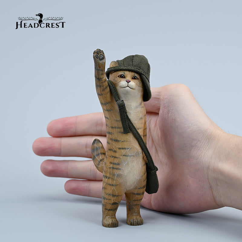 H2404 Cat Figurine Hand Carving Cat Resin Cat Statue from JXK Studio