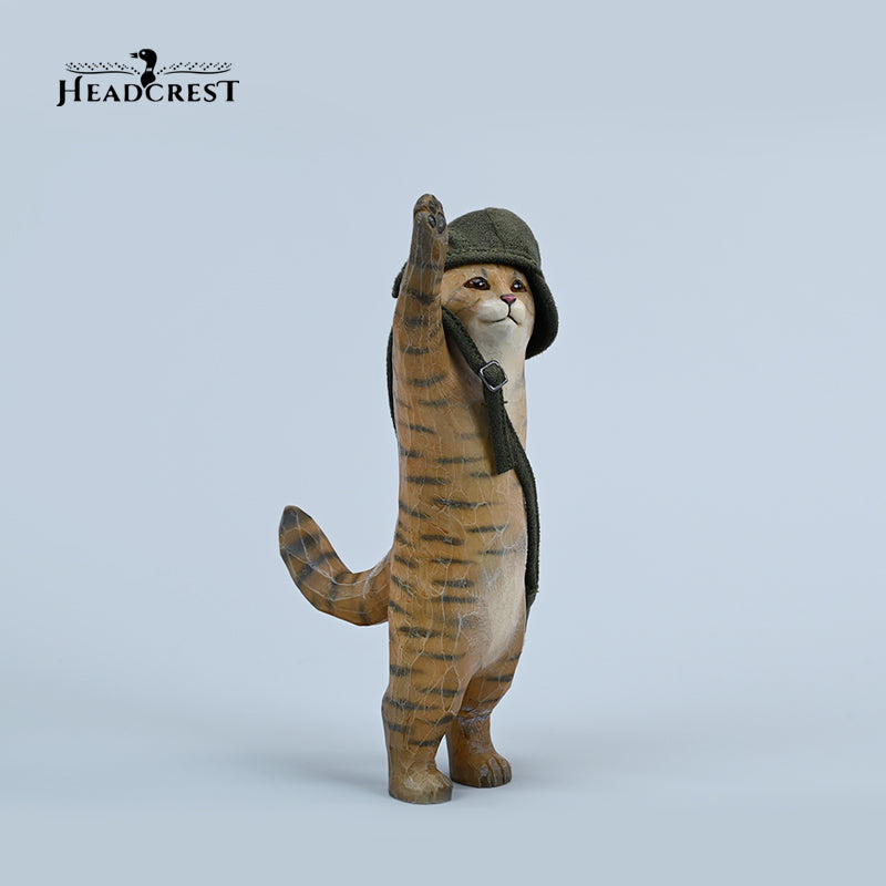 H2404 Cat Figurine Hand Carving Cat Resin Cat Statue from JXK Studio