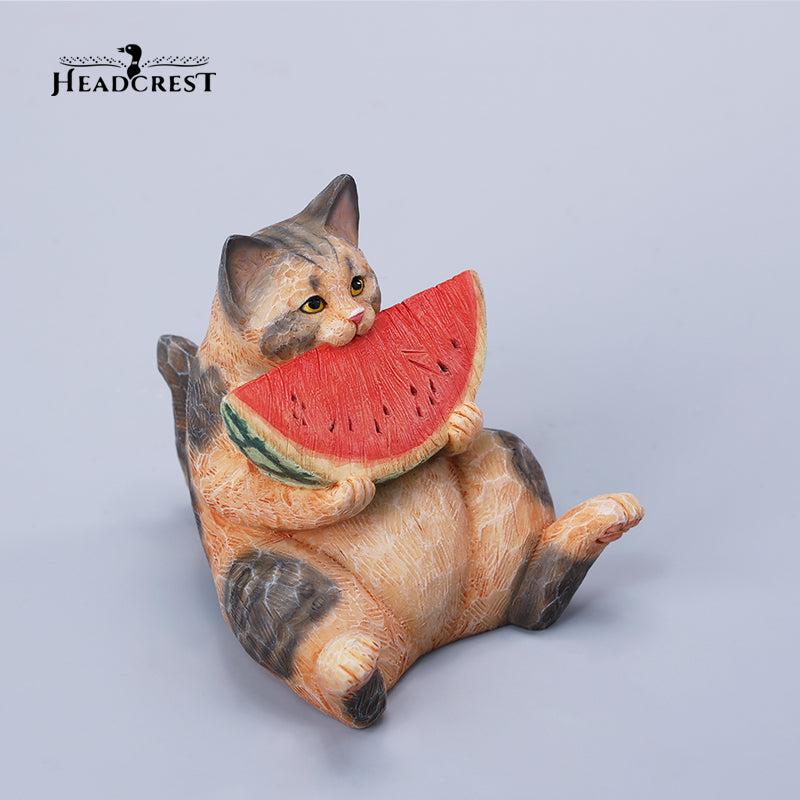 H2406 Resin Cat with Wooden Grain Cat Statue from JXK Studio