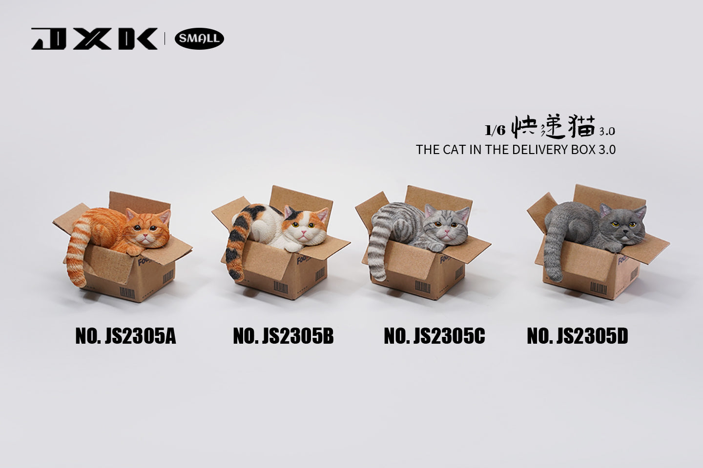 JS2305 Cat Figurine Cat in Box Decor for Desktop Gifts for Cat Lovers