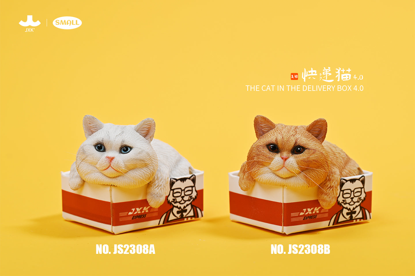 JS2308 Cat Figurine Cat in Box Decor for Desktop Gifts for Cat Lovers