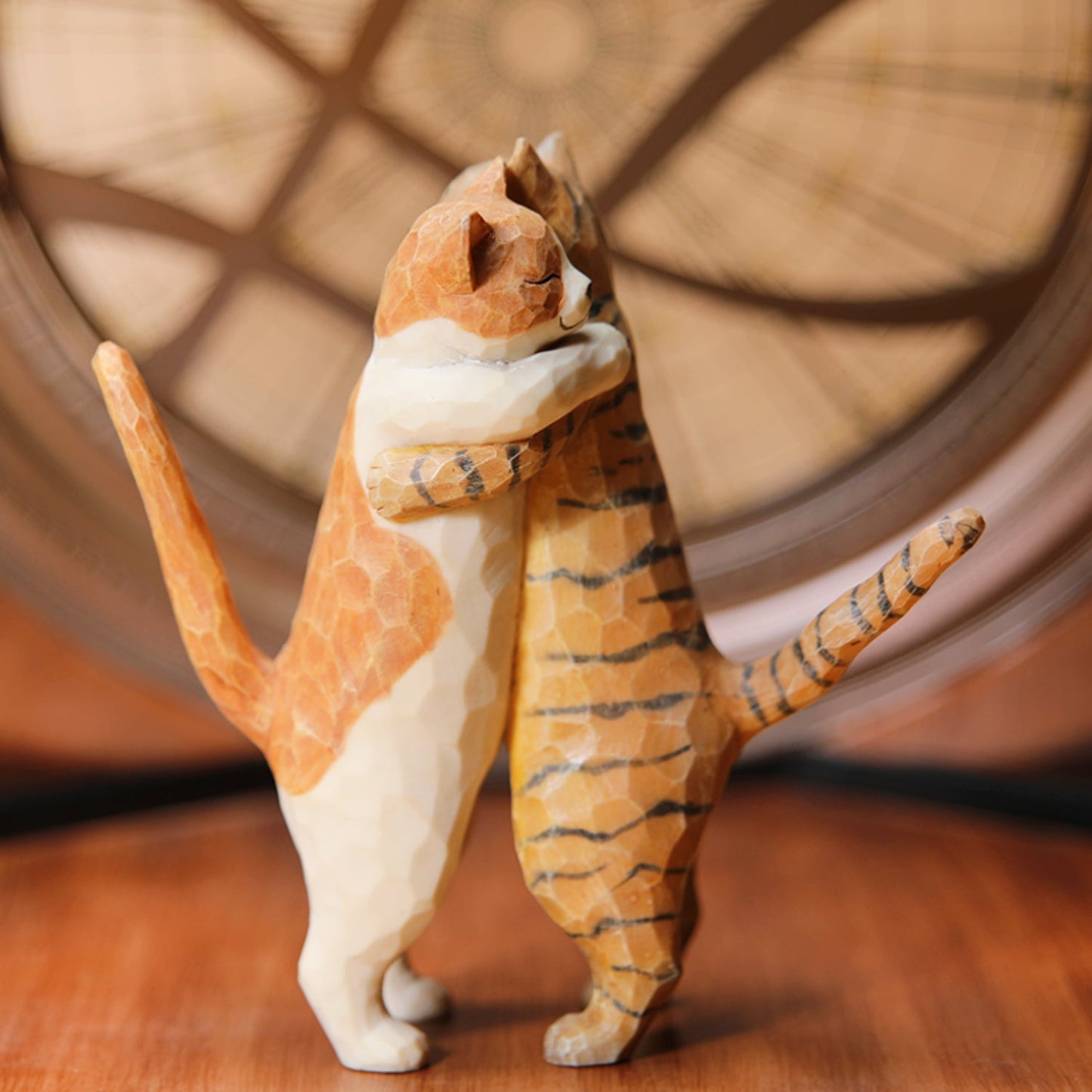 H2202 Orange Cat Statue Hugging Cat Figurine Gift of Love Cat Gift for Cat Lovers