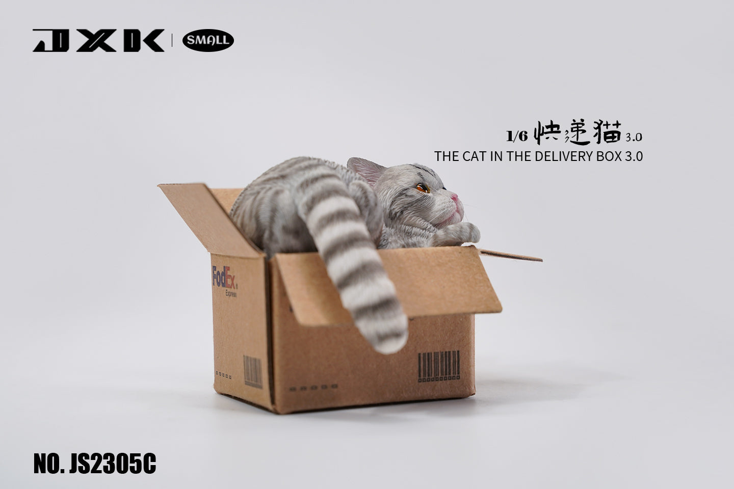 JS2305 Cat Figurine Cat in Box Decor for Desktop Gifts for Cat Lovers