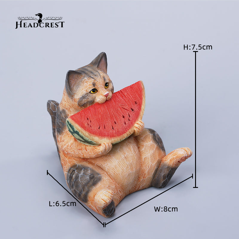 H2406 Resin Cat with Wooden Grain Cat Statue from JXK Studio