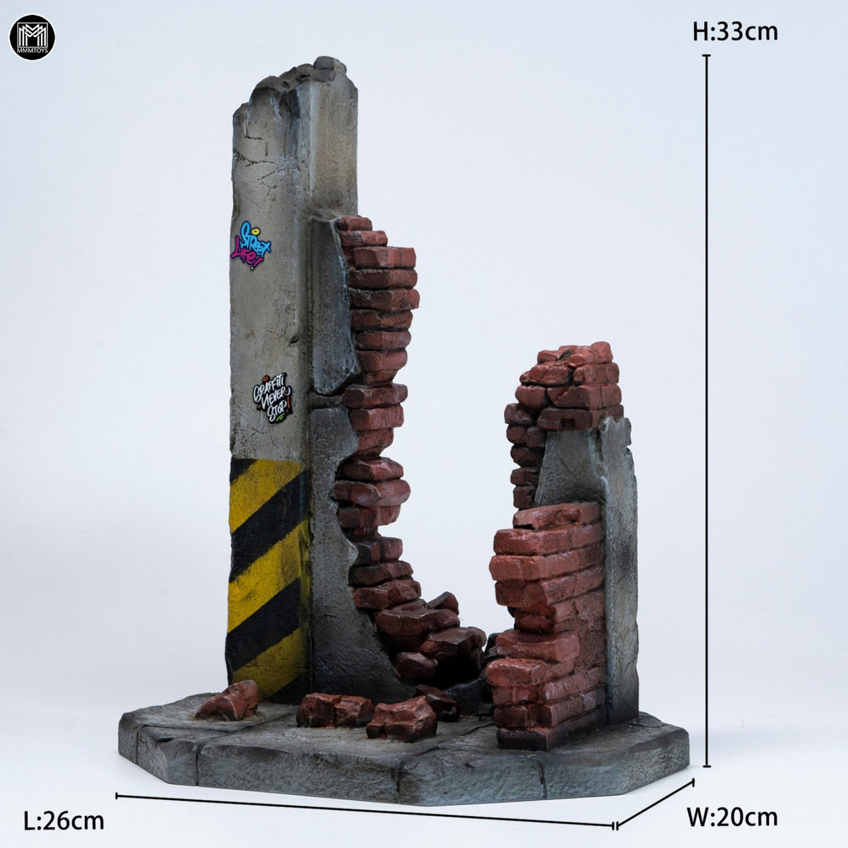 MMMTOYS M2615 1/12 Ruined Walls along the Street Diorama Base