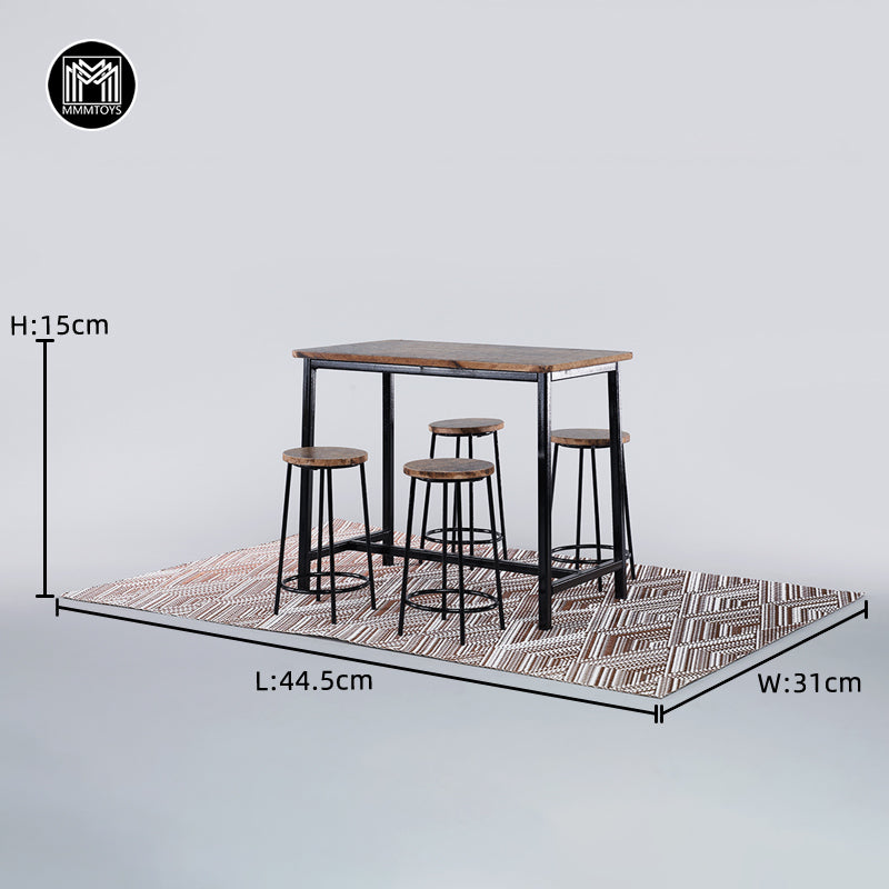 M2417 1/6 Scale Industrial Style American Table and Chairs 3.0 Produced by JXK Studio
