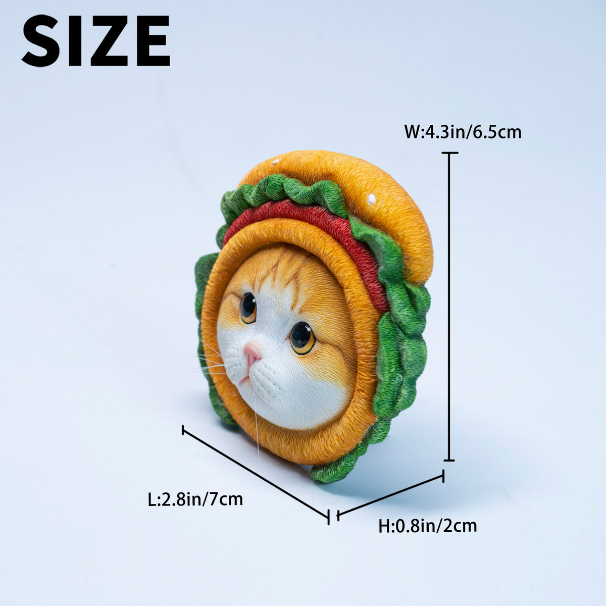 JXK&small Hamburger Cat Fridge Magnet - JS2505 - dimensions