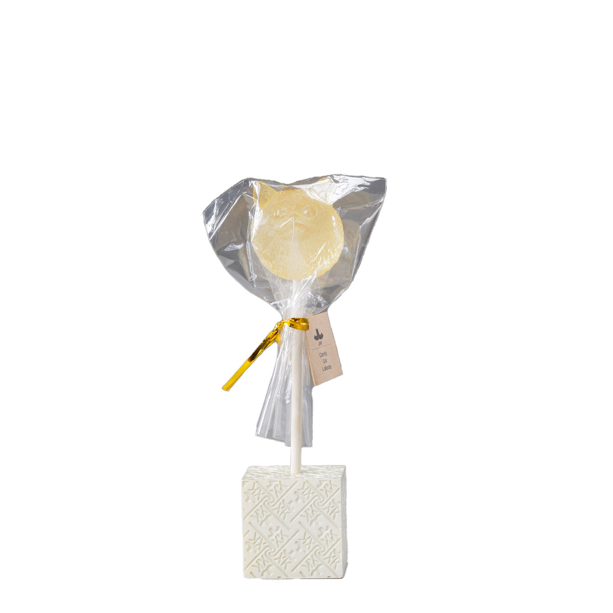 JXK&small Crystal Cat Lollipop Figurine with Square Base - JS2601B - product view