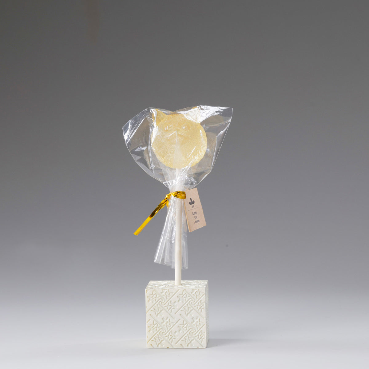JXK&small Crystal Cat Lollipop Figurine with Square Base - JS2601B - product view