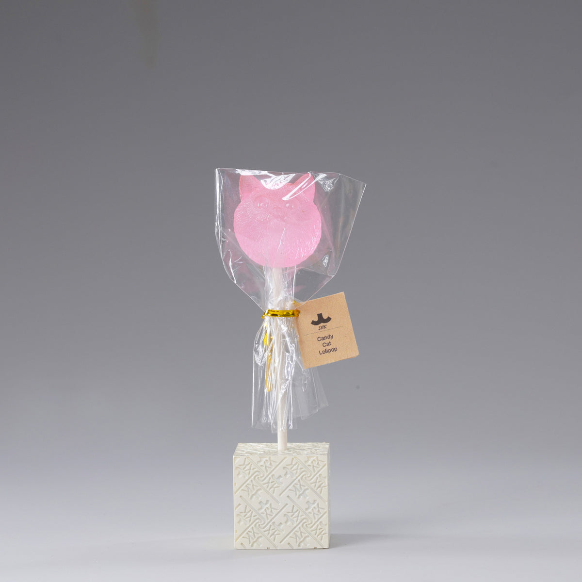 JXK&small Crystal Cat Lollipop Figurine with Square Base - JS2601C - product view