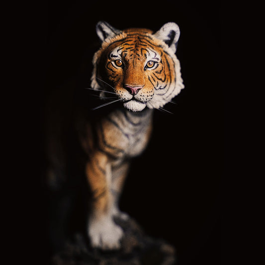 JXK130 The Tiger Standing on The Stone, Tiger Statue Gift for Animal Lovers