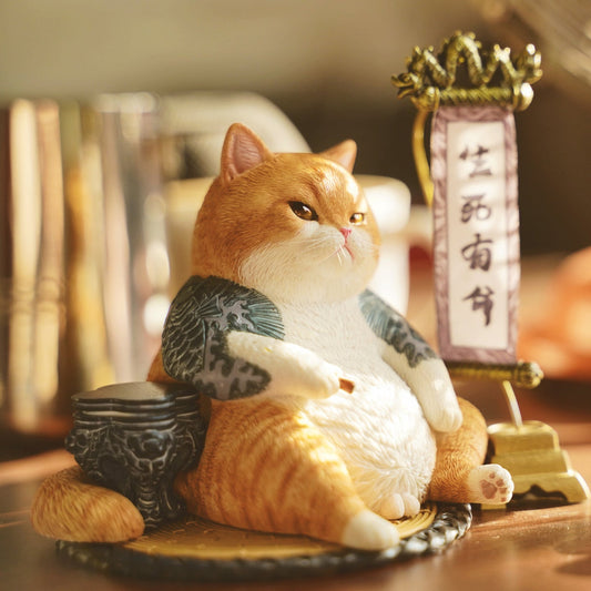 JXK158 Fat cat with tattoo, tattoo cat the gift for cat loves