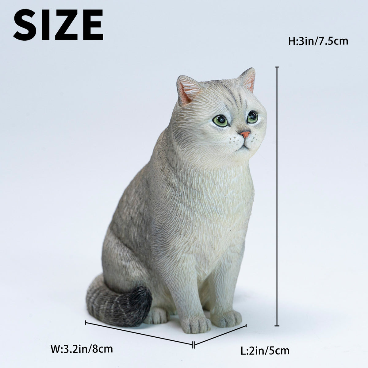 JXK British Shorthair Resin Cat Figurine — JXK382A — dimensions