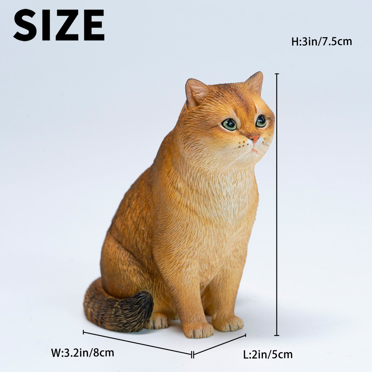 JXK British Shorthair Resin Cat Figurine — JXK382B — dimensions