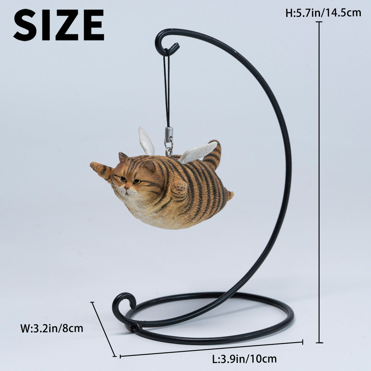 JXK Angel Cat Figurine with Metal Stand — JXK383B — dimensions