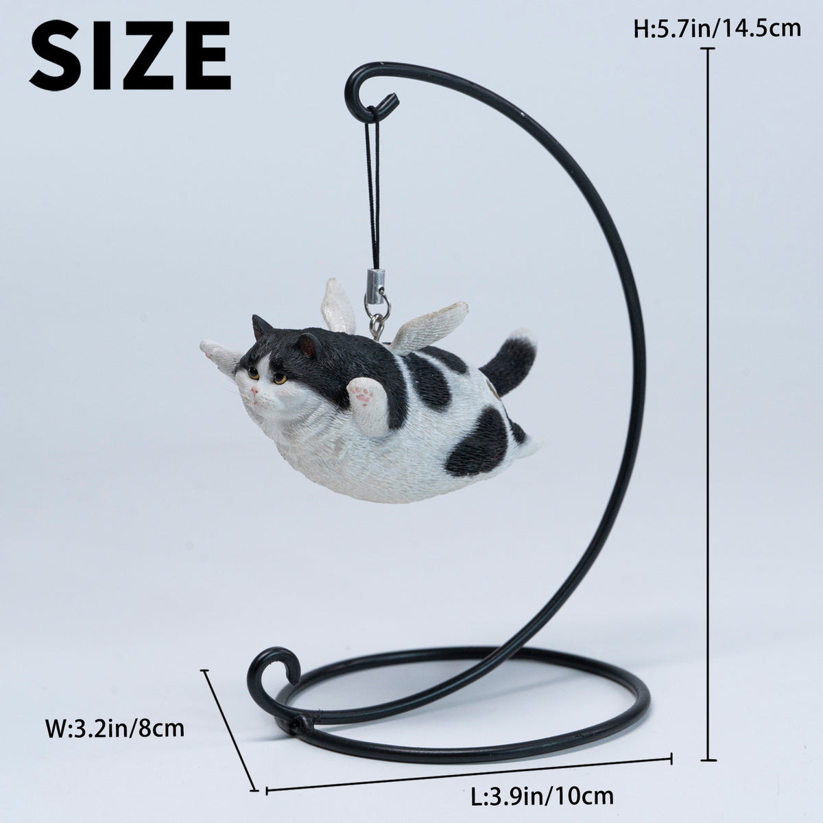 JXK Angel Cat Figurine with Metal Stand — JXK383D — dimensions