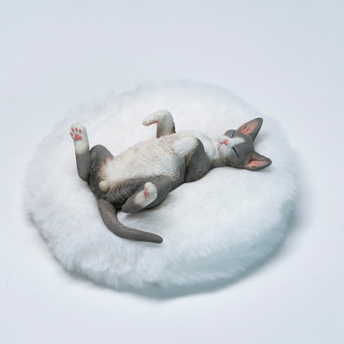 JXK Resting Devon Rex Cat Figurine with Plush Mat — JXK384A — product view