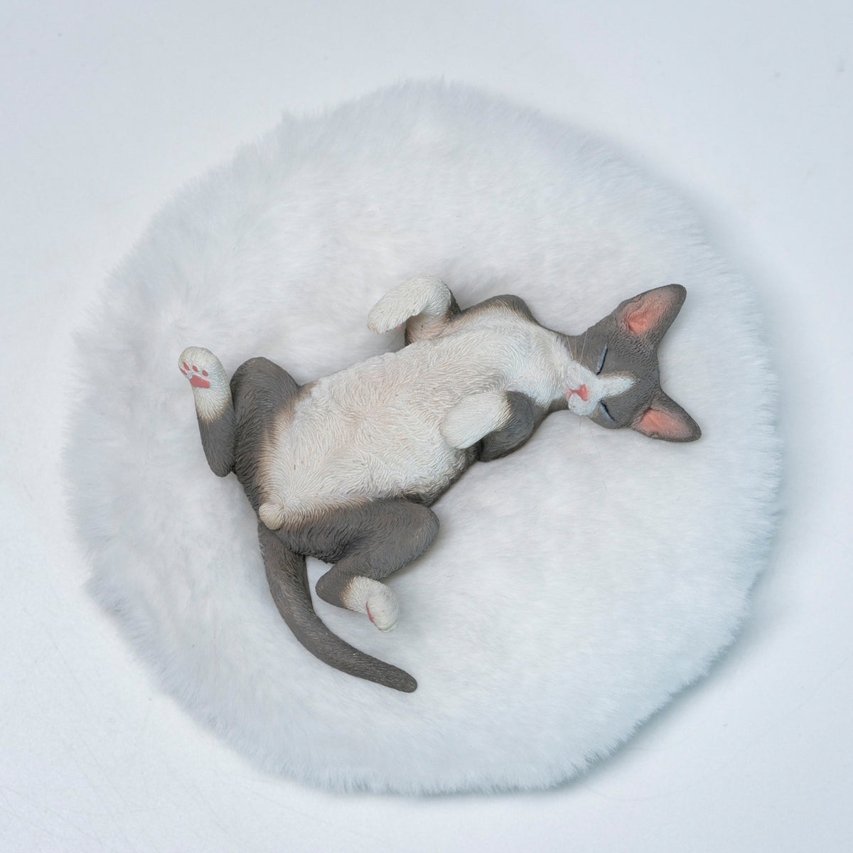 JXK Resting Devon Rex Cat Figurine with Plush Mat — JXK384A — product view