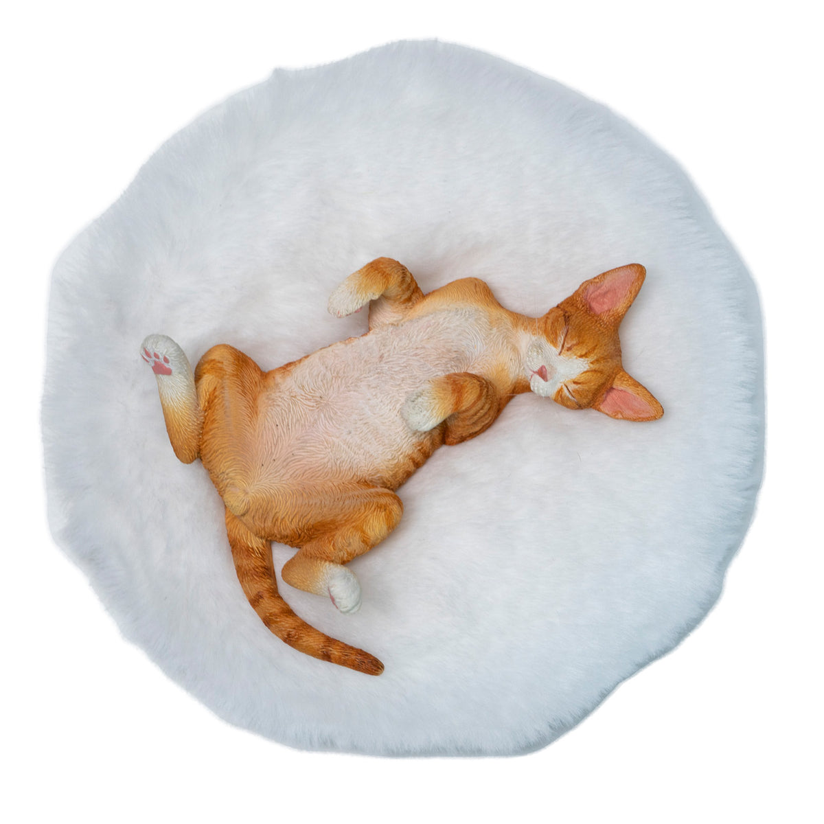 JXK Resting Devon Rex Cat Figurine with Plush Mat — JXK384B — product view