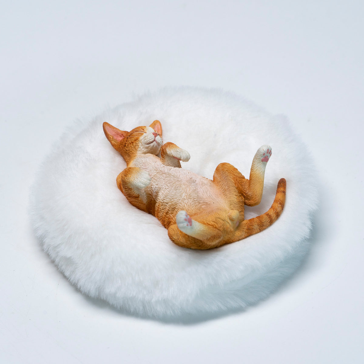 JXK Resting Devon Rex Cat Figurine with Plush Mat — JXK384B — product view