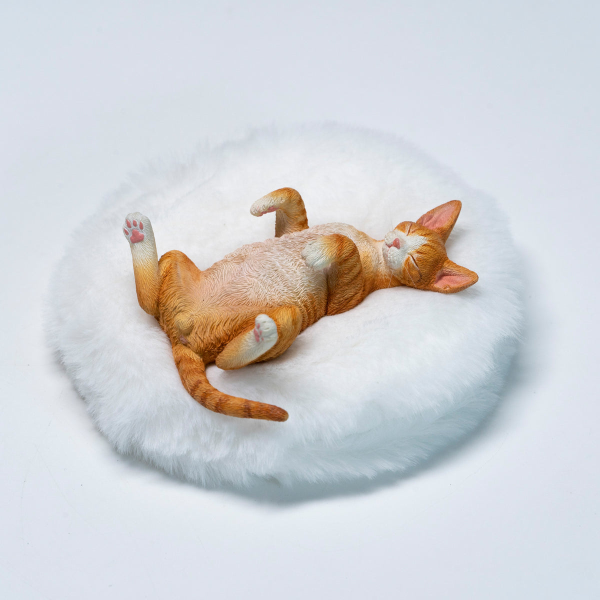 JXK Resting Devon Rex Cat Figurine with Plush Mat — JXK384B — product view