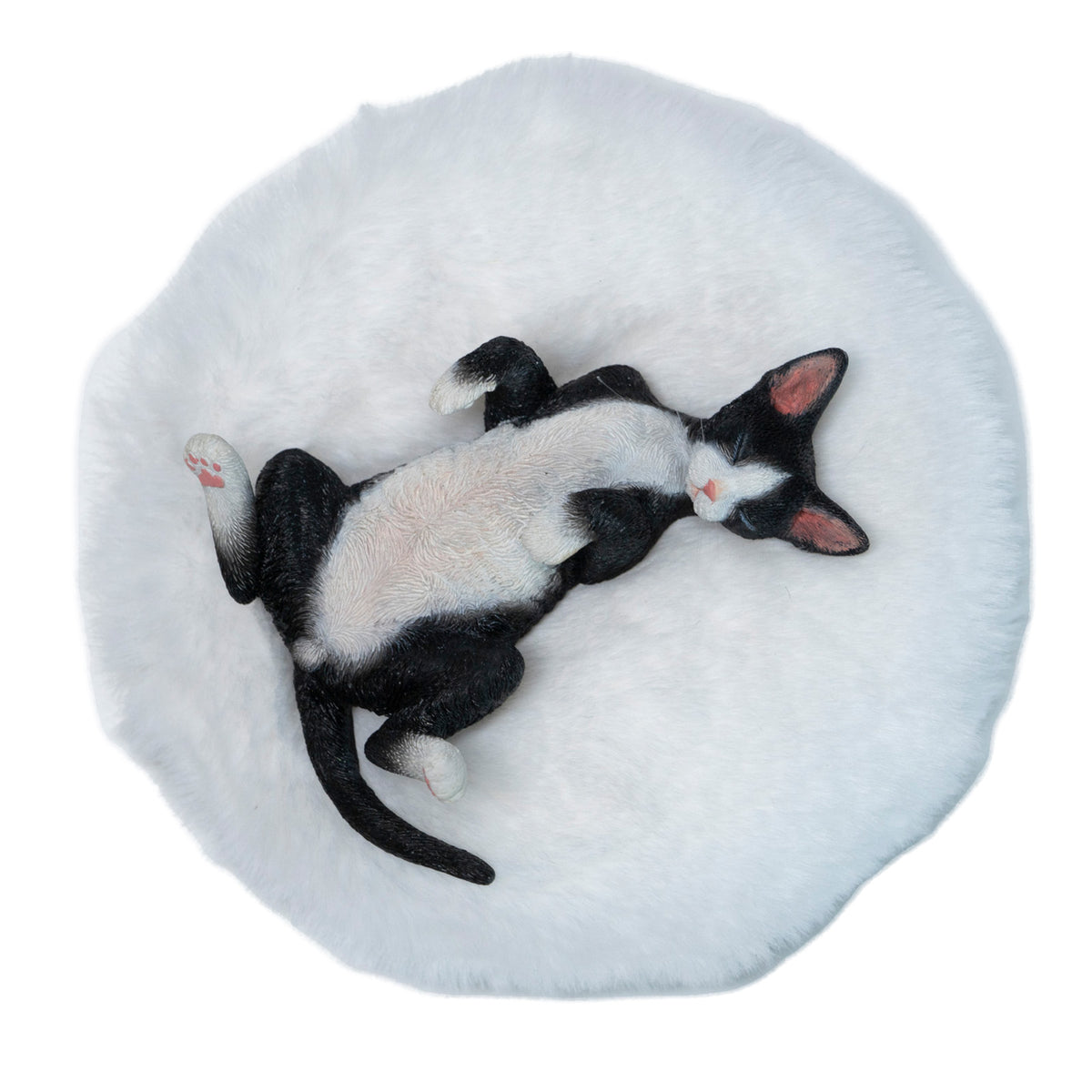 JXK Resting Devon Rex Cat Figurine with Plush Mat — JXK384C — product view
