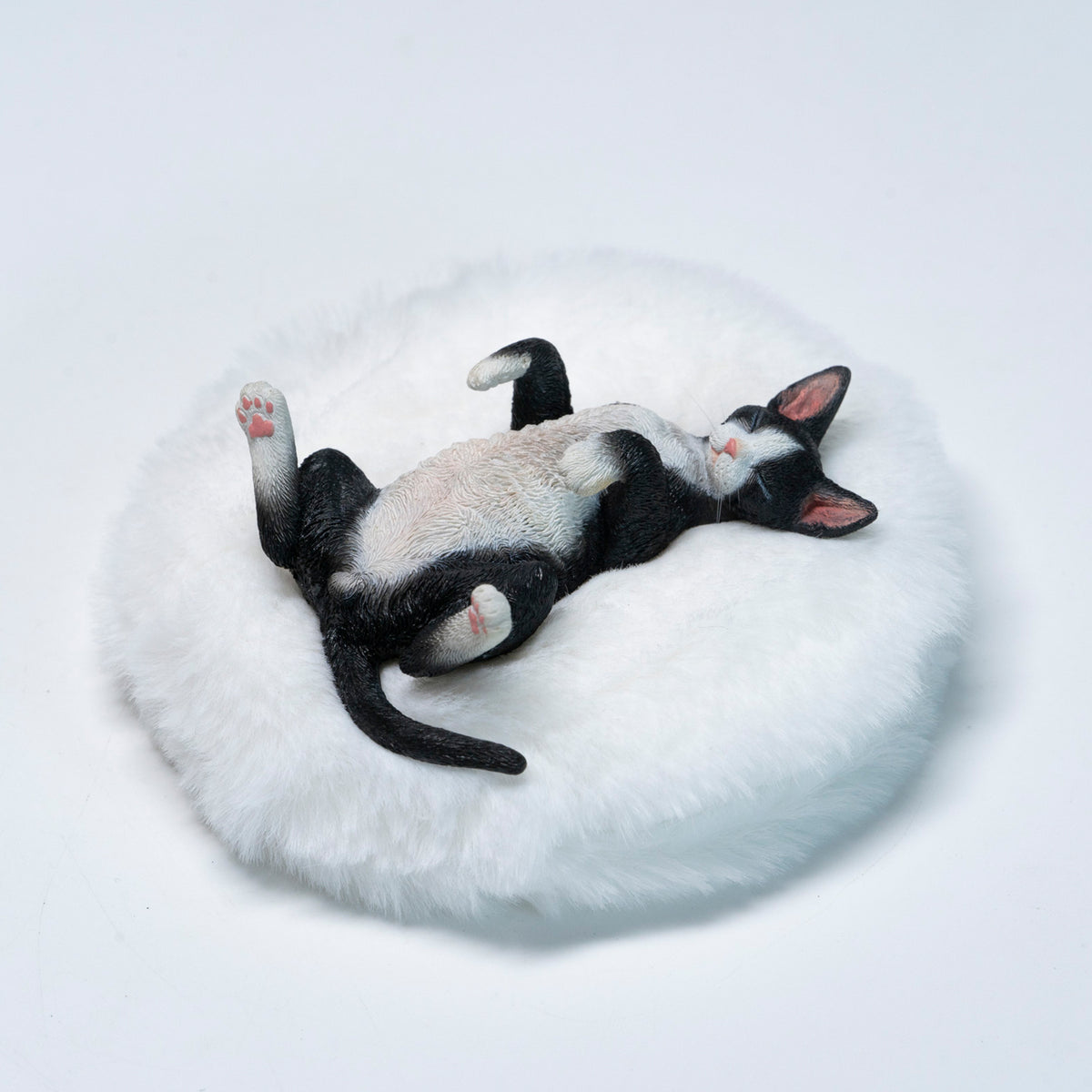 JXK Resting Devon Rex Cat Figurine with Plush Mat — JXK384C — product view
